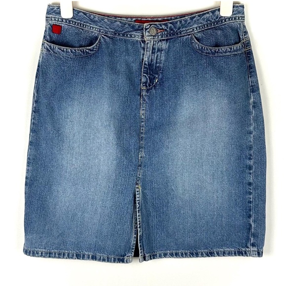 Vintage Y2K ‘Bongo Jeans Wear’ Denim Mini Pencil Skirt - Faded Wash - Small - Picture 1 of 10